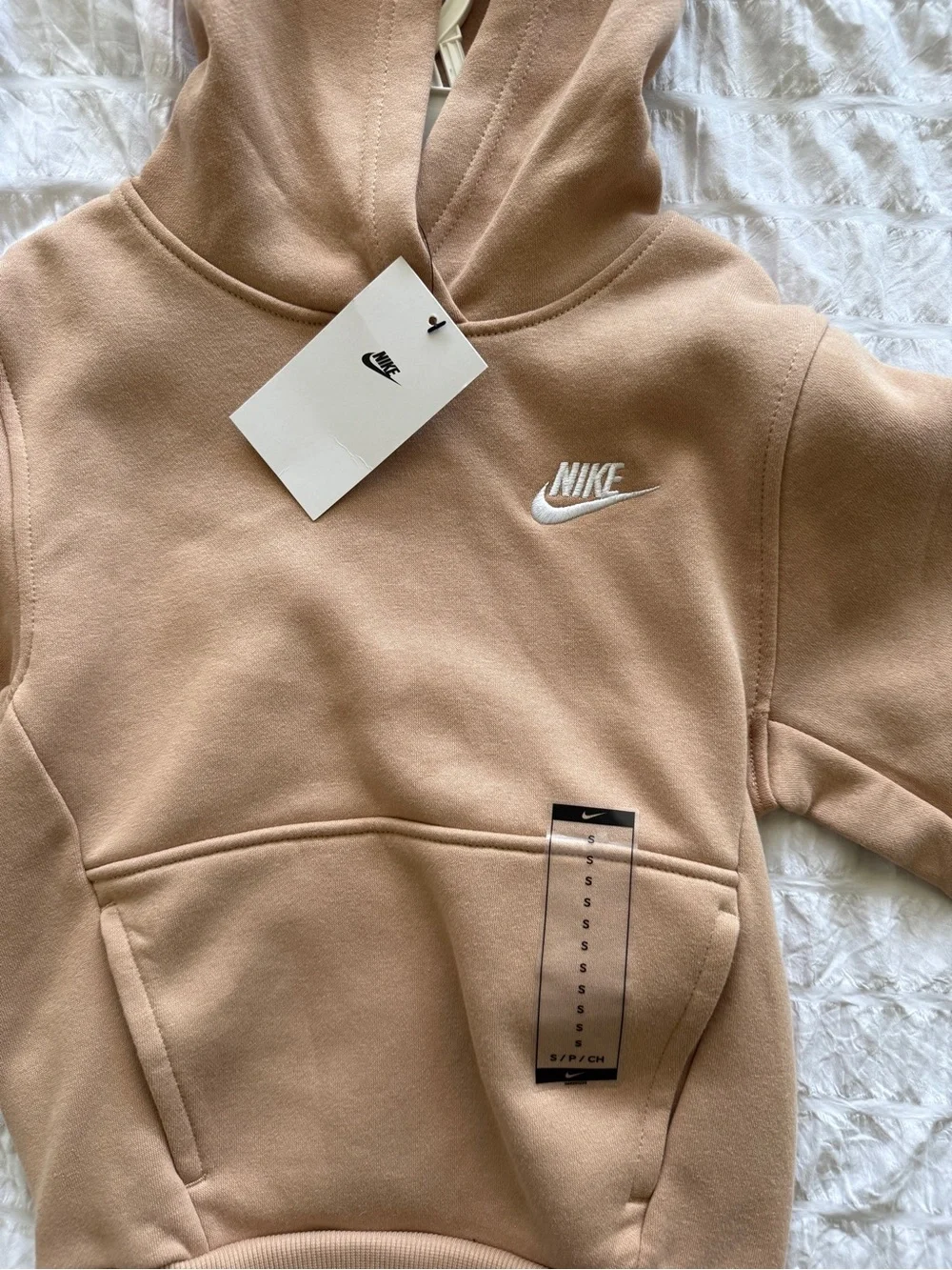 Nike Kids Tan/Camel Hoodie with White Swoosh